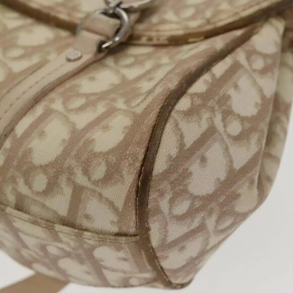 Christian Dior Trotter Canvas Romantic Hand Bag PVC Beige Silver Auth 100673 - Picture 12 of 16